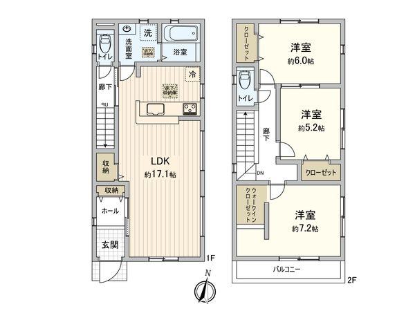 東村山市美住町2丁目【新築6号棟】 間取図(平面図) 東村山市美住町2丁目【新築6号棟】 間取図(平面図)