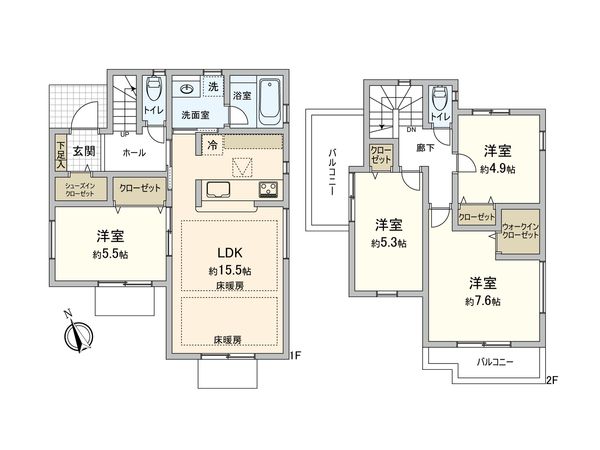 東村山市諏訪町1丁目【新築B号棟】 間取図(平面図) 東村山市諏訪町1丁目【新築B号棟】 間取図(平面図)