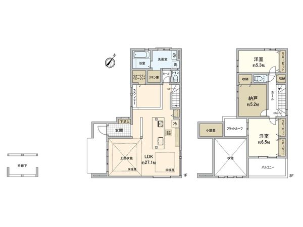 東村山市萩山町2丁目【新築2号棟】 間取図(平面図) 東村山市萩山町2丁目【新築2号棟】 間取図(平面図)