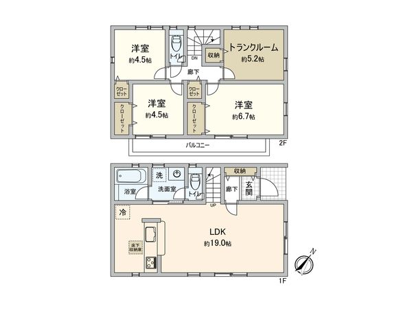 東村山市青葉町3丁目【新築戸建】 間取図(平面図)