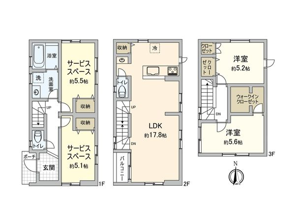 東村山市本町1丁目【戸建2号棟】 間取図(平面図) 東村山市本町1丁目【戸建2号棟】 間取図(平面図)