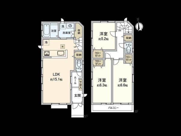 東大和市湖畔3丁目 戸建 間取図(平面図) 東大和市湖畔3丁目 戸建 間取図(平面図)
