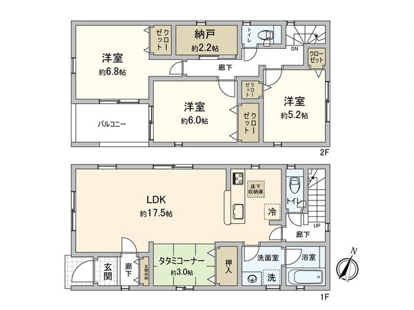 東村山市廻田町2丁目 新築戸建5号棟 間取図(平面図) 東村山市廻田町2丁目 新築戸建5号棟 間取図(平面図)
