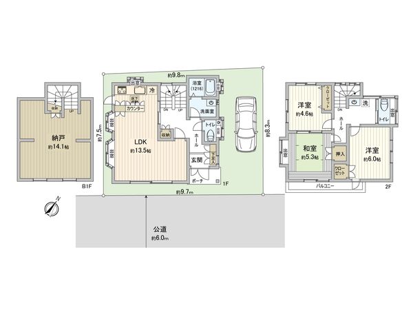 東村山市青葉町3丁目 戸建 間取図(平面図)