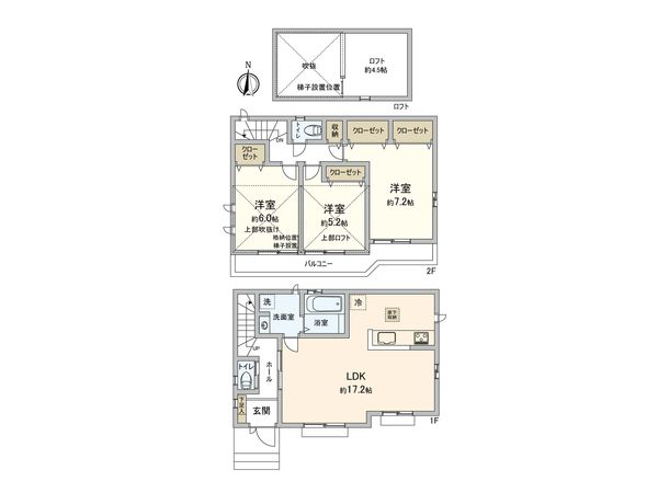 小平市小川東町新築戸建 間取図(平面図) 小平市小川東町新築戸建 間取図(平面図)