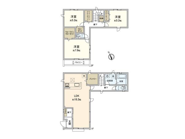 東久留米市八幡町3丁目 新築2号棟 間取図(平面図) 東久留米市八幡町3丁目 新築2号棟 間取図(平面図)