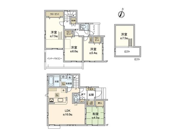 東村山市青葉町 新築5号棟 間取図(平面図) 東村山市青葉町 新築5号棟 間取図(平面図)
