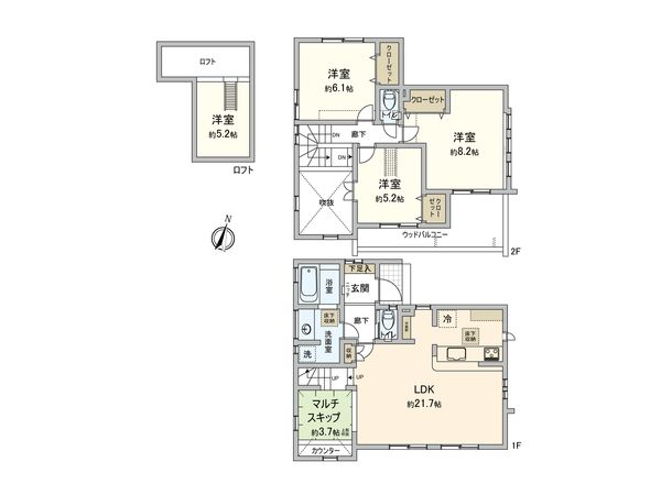 東村山市青葉町 新築4号棟 間取図(平面図) 東村山市青葉町 新築4号棟 間取図(平面図)