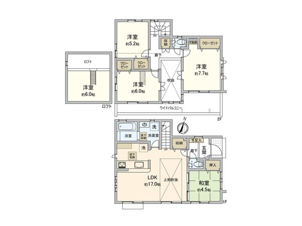 東村山市青葉町 新築2号棟 間取図(平面図) 東村山市青葉町 新築2号棟 間取図(平面図)