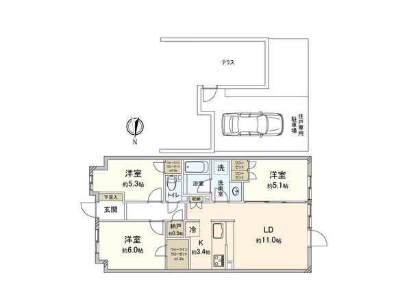 ウエリス武蔵野富士見町 間取図(平面図) ウエリス武蔵野富士見町 間取図(平面図)