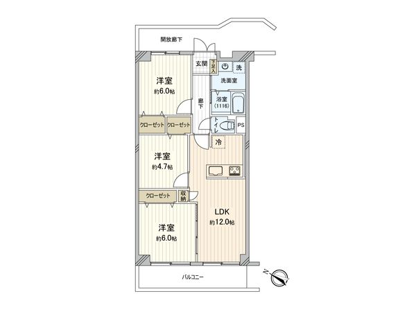 ビューハイム武蔵野C棟 間取図(平面図) ビューハイム武蔵野C棟 間取図(平面図)