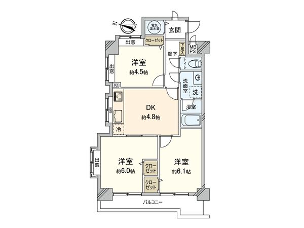 ライオンズマンション東村山第2 間取図(平面図) ライオンズマンション東村山第2 間取図(平面図)