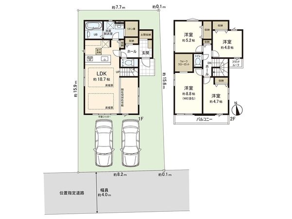 中野区上鷺宮5丁目 新築戸建 1号棟 間取図(平面図) 中野区上鷺宮5丁目 新築戸建 1号棟 間取図(平面図)