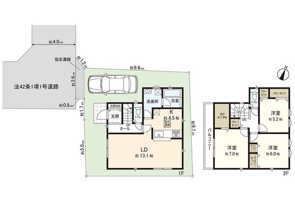 練馬区石神井台2丁目 新築戸建 1号棟 間取図(平面図) 間取図(平面図)