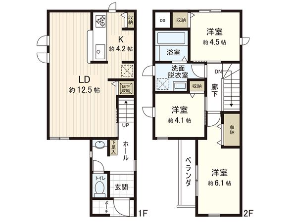 練馬区南田中4丁目 新築戸建 1号棟 間取図(平面図) 練馬区南田中4丁目 新築戸建 1号棟 間取図(平面図)