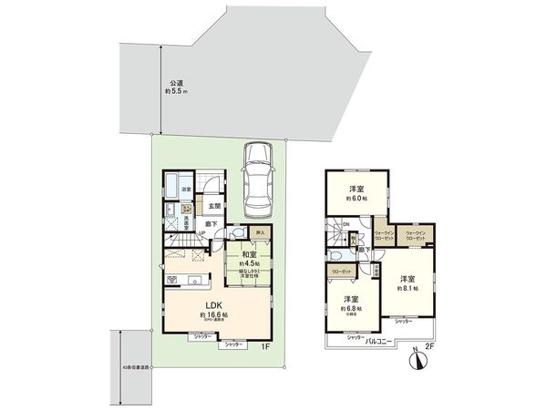 練馬区大泉町2丁目 新築戸建 1号棟 間取図(平面図) 練馬区大泉町2丁目 新築戸建 1号棟 間取図(平面図)