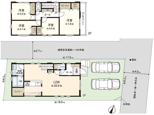 練馬区富士見台3丁目 新築戸建 1号棟 間取図(平面図) 練馬区富士見台3丁目 新築戸建 1号棟 間取図(平面図)