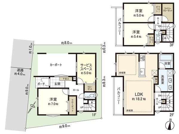 練馬区中村2丁目 新築戸建 A号棟 間取図(平面図) 練馬区中村2丁目 新築戸建 A号棟 間取図(平面図)