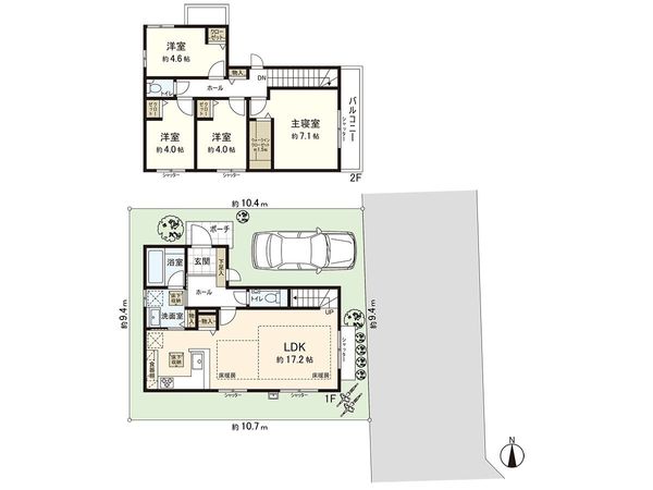 練馬区高松6丁目 新築戸建 2号地 間取図(平面図)