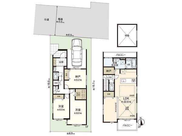 練馬区三原台3丁目新築戸建 1号棟 間取図(平面図) 間取図(平面図)