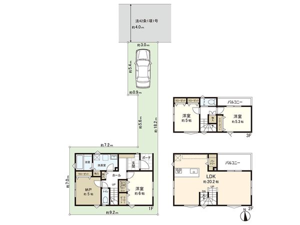 練馬区三原台1丁目 新築戸建 2号棟 間取図(平面図) 練馬区三原台1丁目 新築戸建 2号棟 間取図(平面図)