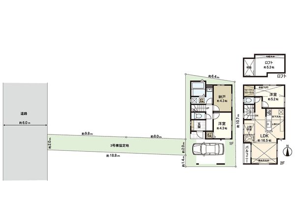 練馬区高松6丁目 新築戸建 3号棟 間取図(平面図) 練馬区高松6丁目 新築戸建 3号棟 間取図(平面図)