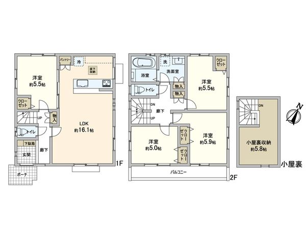 練馬区大泉町2丁目 新築戸建 B号棟 間取図(平面図) 練馬区大泉町2丁目 新築戸建 B号棟 間取図(平面図)