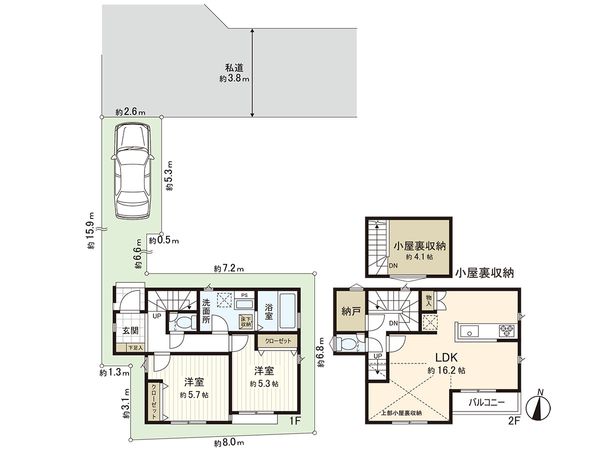 練馬区石神井町6丁目 新築戸建 2号棟 間取図(平面図) 練馬区石神井町6丁目 新築戸建 2号棟 間取図(平面図)