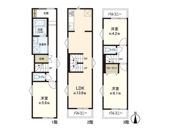 練馬区中村南1丁目建築条件付土地 建物プラン例 (間取り図)