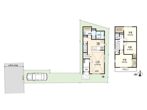 練馬区平和台3丁目新築戸建 2号棟 間取図(平面図)