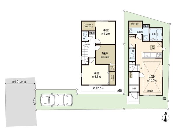 練馬区平和台3丁目新築戸建 2号棟 間取図(平面図)