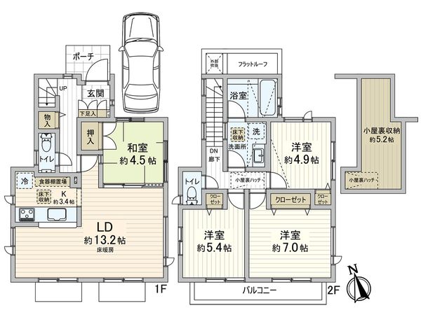 中野区上鷺宮2丁目 戸建 間取図(平面図)