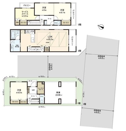 練馬区豊玉南1丁目 新築戸建 B号棟(2025年9月完成予定) 間取図(平面図) 練馬区豊玉南1丁目 新築戸建 B号棟(2025年9月完成予定) 間取図(平面図)