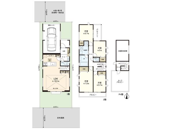 練馬区桜台4丁目 新築戸建 B号棟 間取図(平面図) 練馬区桜台4丁目 新築戸建 B号棟 間取図(平面図)