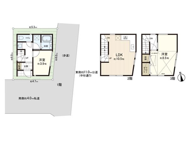中野区上鷺宮1丁目 新築戸建 間取図(平面図) 中野区上鷺宮1丁目 新築戸建 間取図(平面図)