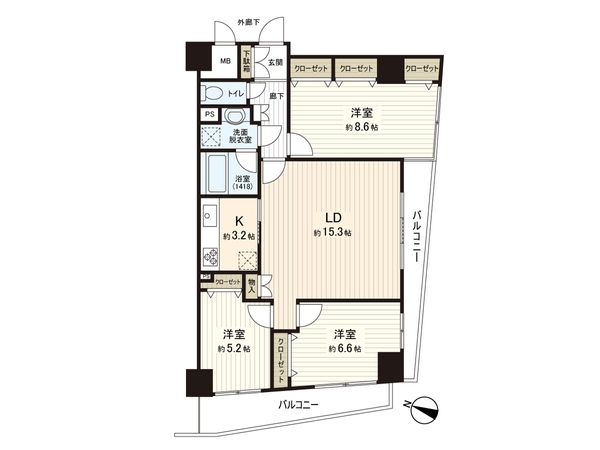 ロイヤルステーション中村橋 間取図(平面図)