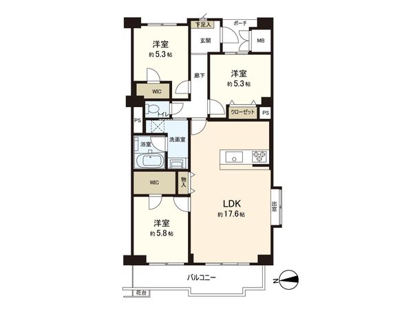 光が丘パークタウン公園南 2号棟 間取図(平面図)