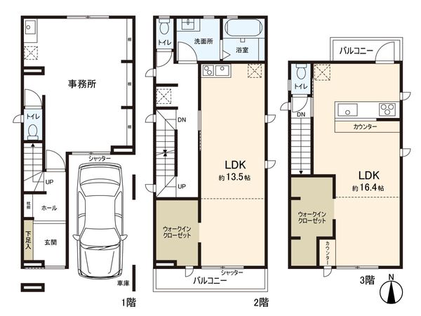 練馬区中村南2丁目 事務所併用戸建 間取図(平面図) 練馬区中村南2丁目 事務所併用戸建 間取図(平面図)