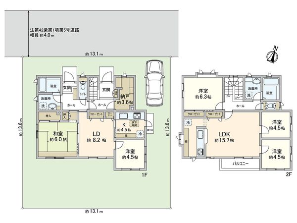 西東京市下保谷5丁目2世帯住宅 間取図(平面図) 西東京市下保谷5丁目2世帯住宅 間取図(平面図)