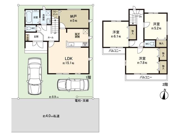 新座市栄5丁目 新築戸建 1号棟 間取図(平面図) 新座市栄5丁目 新築戸建 1号棟 間取図(平面図)