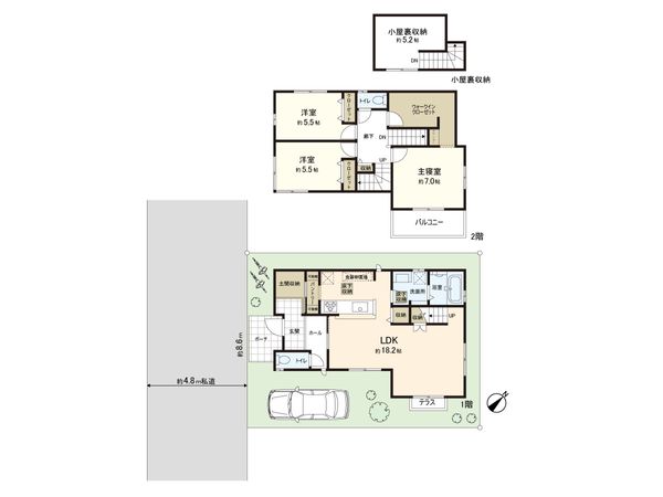 新座市池田3丁目 新築戸建 8号棟 間取図(平面図) 新座市池田3丁目 新築戸建 8号棟 間取図(平面図)