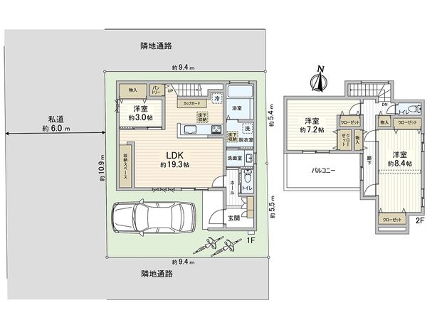 新座市片山3丁目戸建 間取図(平面図) 間取図(平面図)