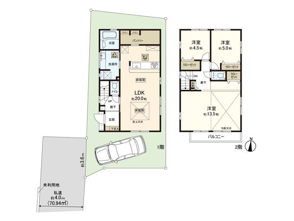練馬区西大泉1丁目 新築戸建 2号棟 間取図(平面図) 練馬区西大泉1丁目 新築戸建 2号棟 間取図(平面図)