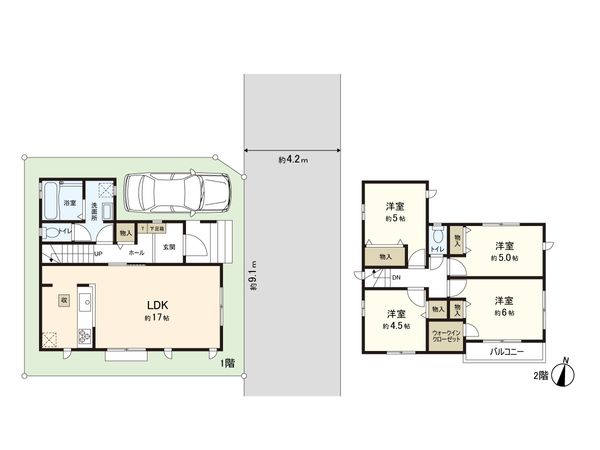 新座市栄5丁目 新築戸建 B号棟 間取図(平面図) 間取図(平面図)