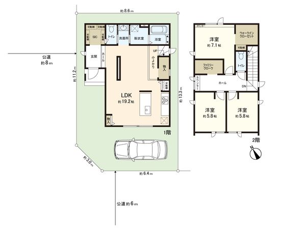 東久留米市前沢4丁目 新築戸建 1号棟 間取図(平面図) 間取図(平面図)