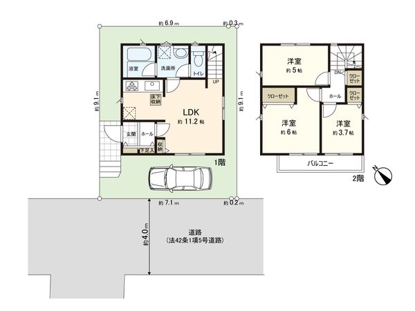 新座市片山2丁目 新築戸建 間取図(平面図) 新座市片山2丁目 新築戸建 間取図(平面図)