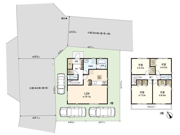 練馬区大泉町3丁目 新築戸建 1号棟 間取図(平面図)