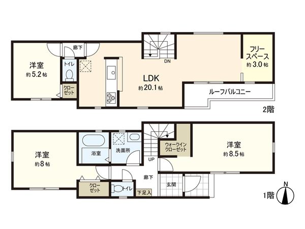 練馬区大泉学園町7丁目 新築戸建3号棟 間取図(平面図) 練馬区大泉学園町7丁目 新築戸建3号棟 間取図(平面図)