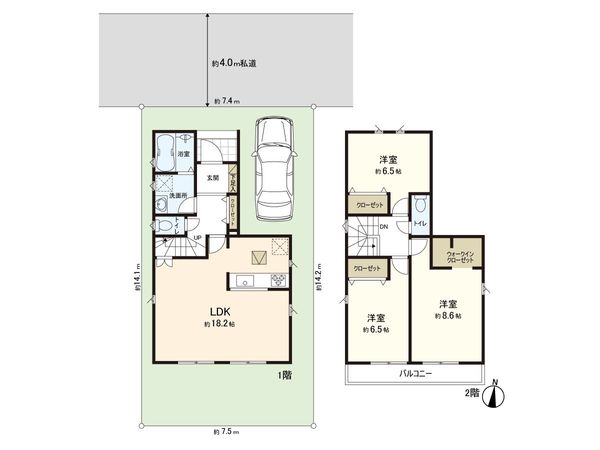 練馬区南大泉1丁目 新築戸建 1号棟 間取図(平面図) 練馬区南大泉1丁目 新築戸建 1号棟 間取図(平面図)