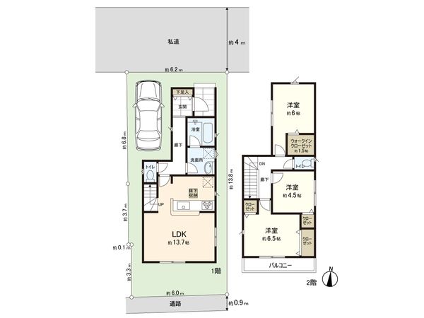 練馬区西大泉4丁目 新築戸建 1号棟 間取図(平面図) 練馬区西大泉4丁目 新築戸建 1号棟 間取図(平面図)